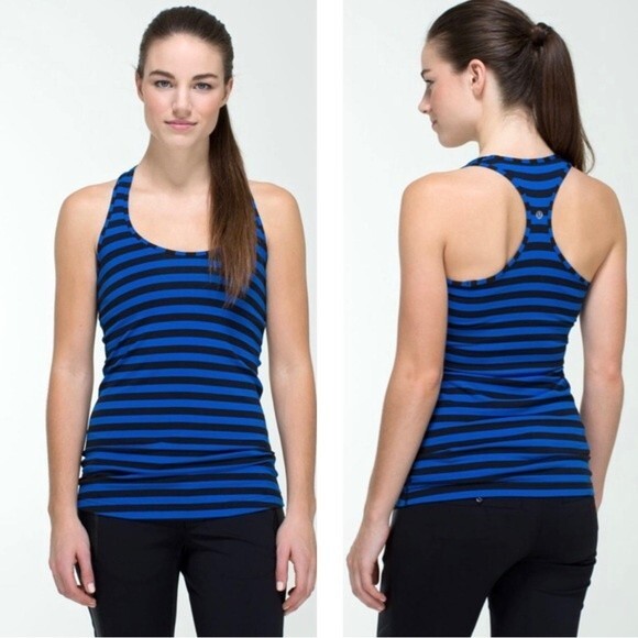 Lululemon Cool Racerback Apex Stripe Baroque Blue 4 - Picture 1 of 6